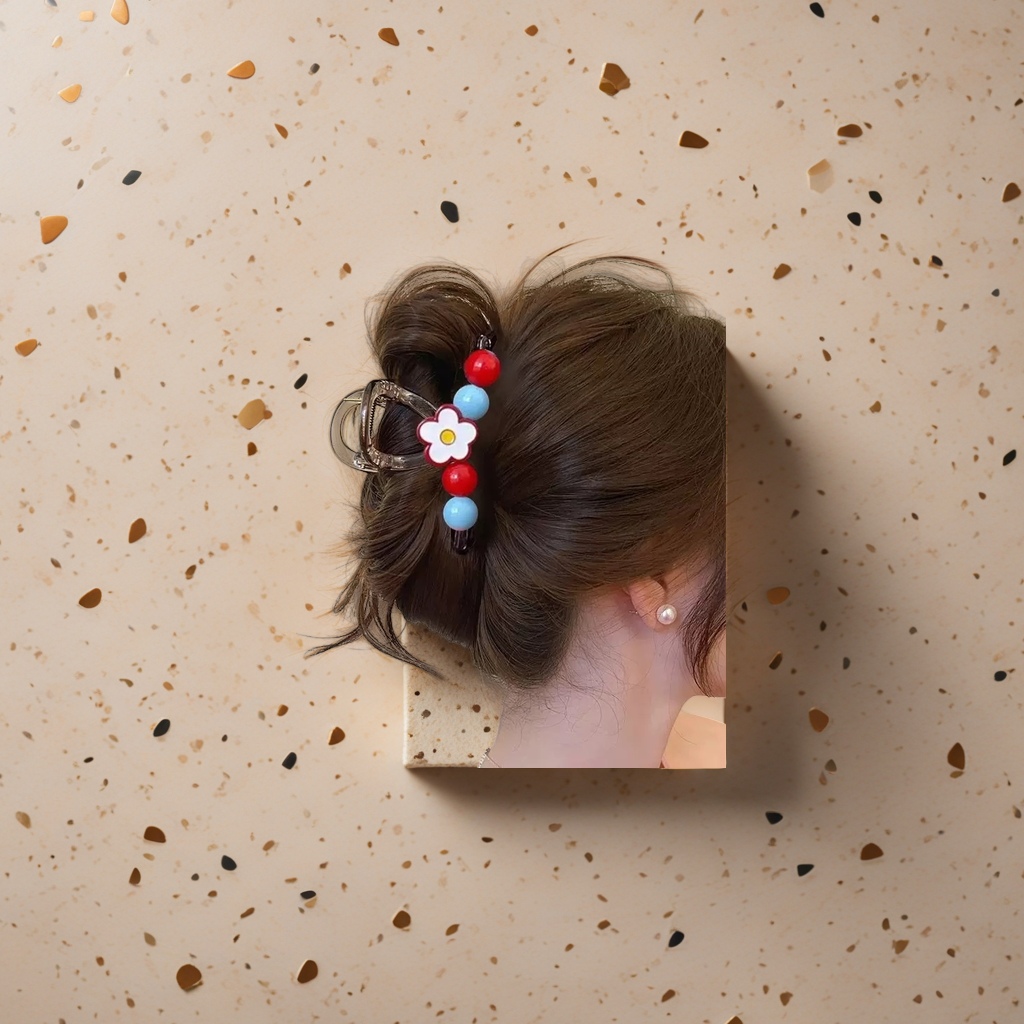 Colorful beaded hair clips are fashionable and versatile hair accessories for women's hairstyles Specification image