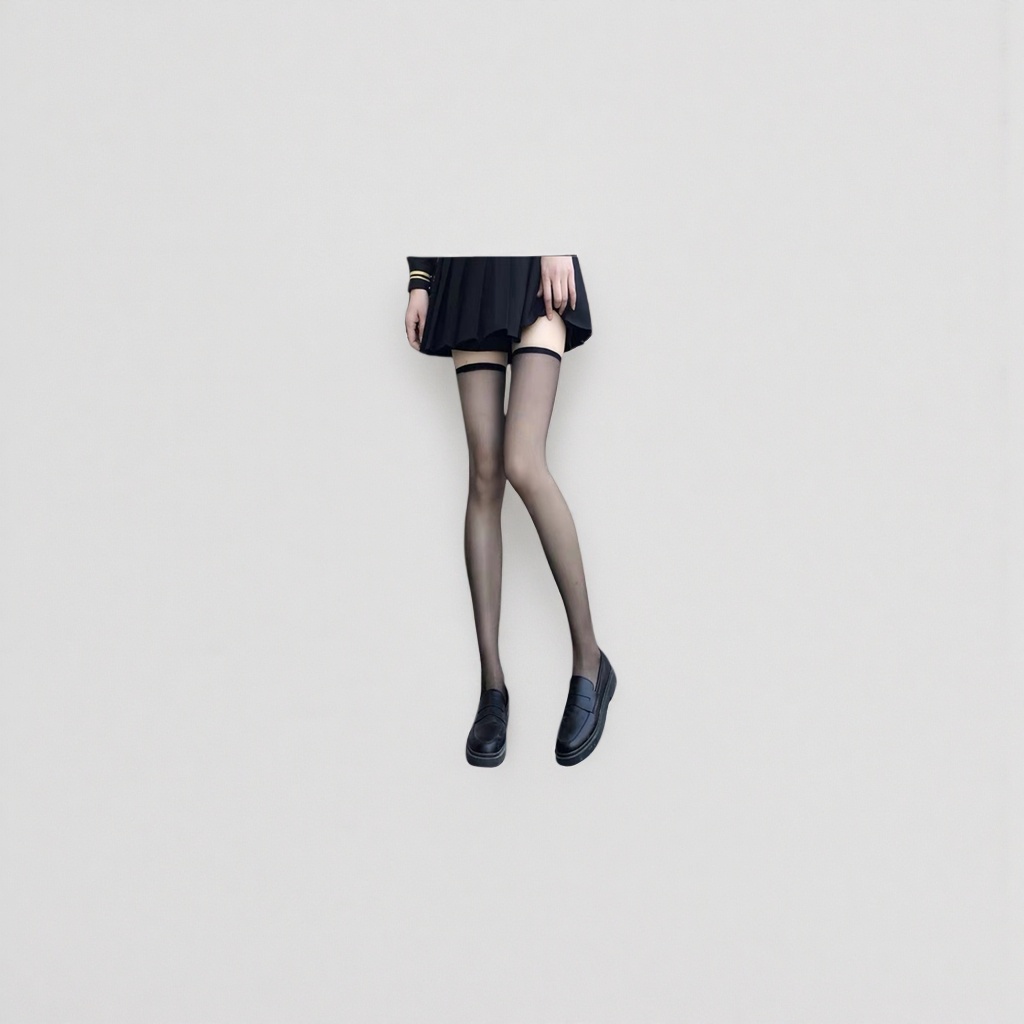 Black transparent thigh-high socks, slimming, elastic and breathable for women Application Scenario