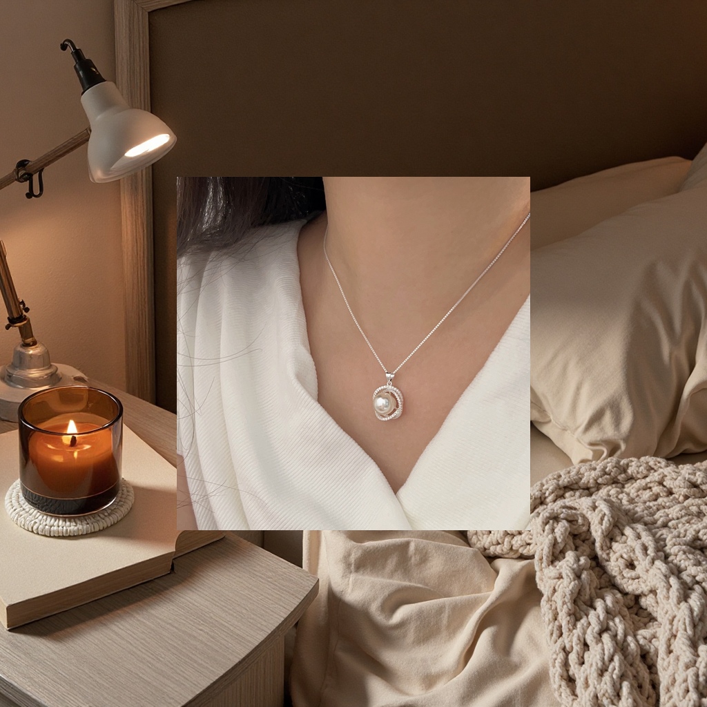 The silver pearl pendant necklace is a fashionable, simple and versatile accessory for women Specification image