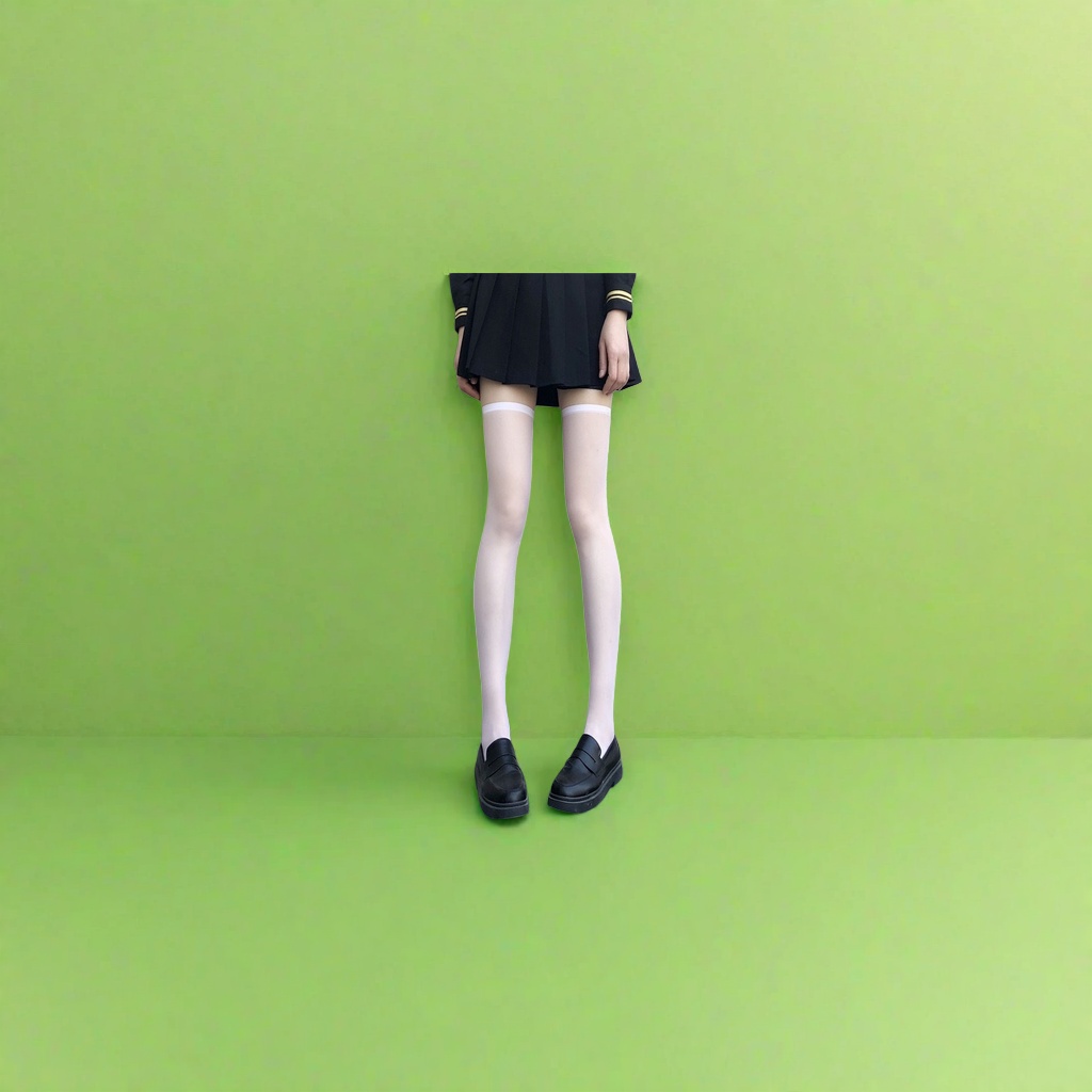 White knee-high socks for slimming, form-fitting, and leg warmth, autumn and winter styles Specification image