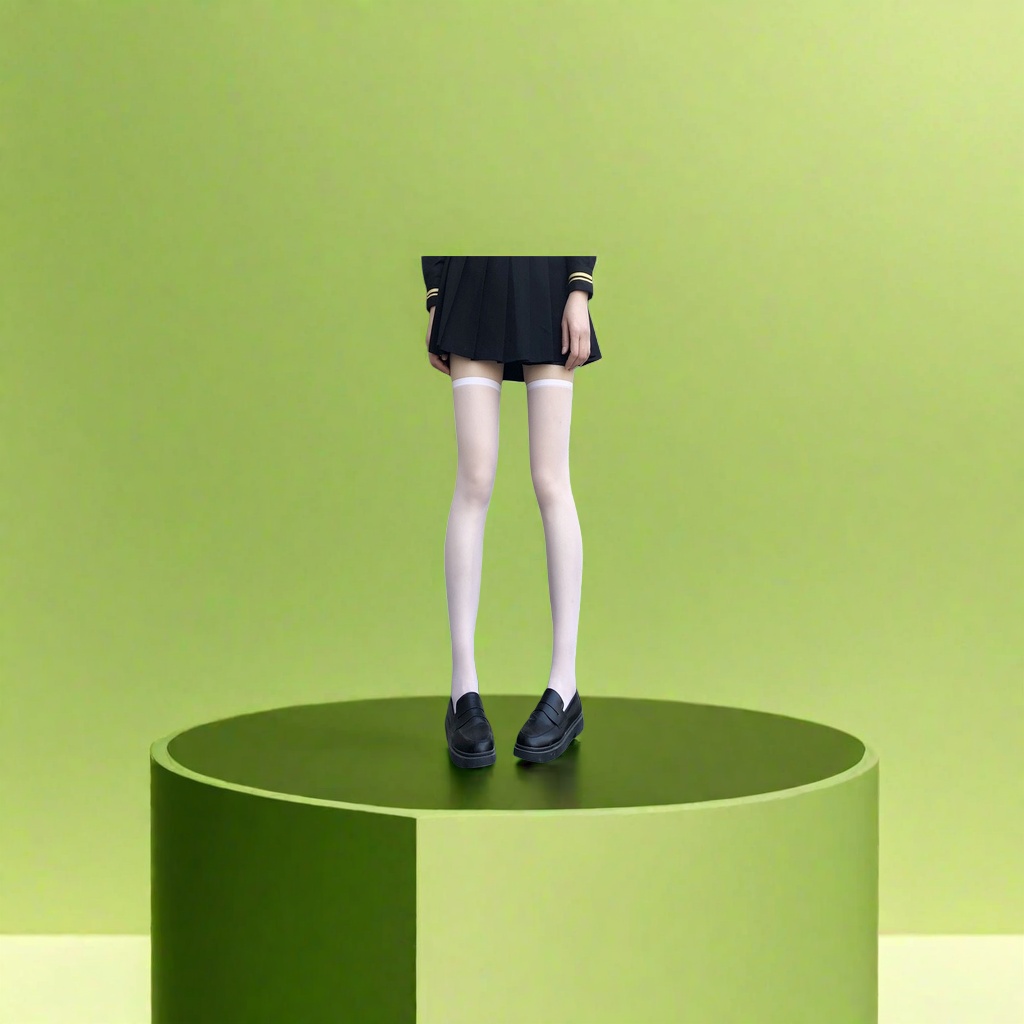 White knee-high socks for slimming, form-fitting, and leg warmth, autumn and winter styles Application Scenario