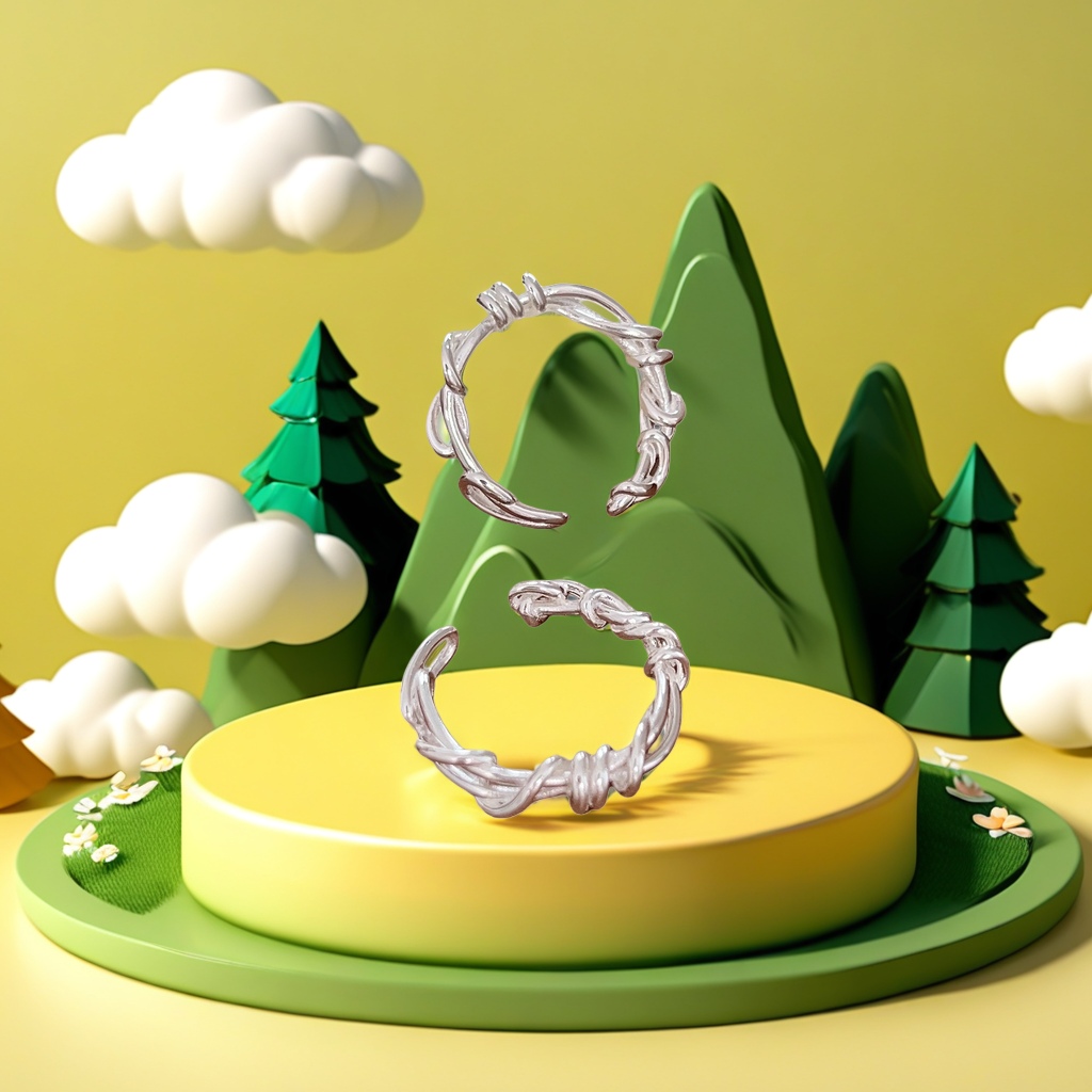 The silver twisted rope design ring is simple and fashionable to wear on the finger Application Scenario