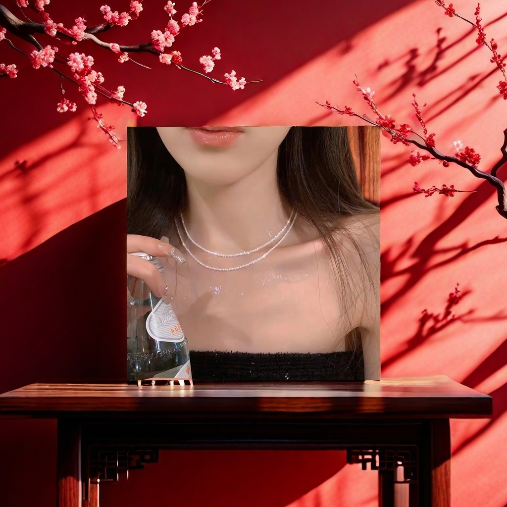 The dazzling diamond necklace and the exquisite collarbone chain for women are light luxury, fashionable and versatile Specification image