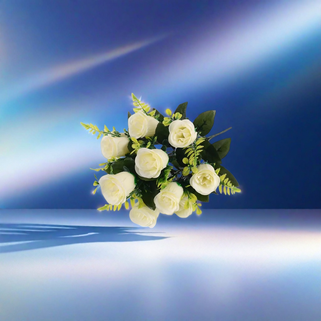 米白色玫瑰花束鲜花配送生日求婚结婚装饰