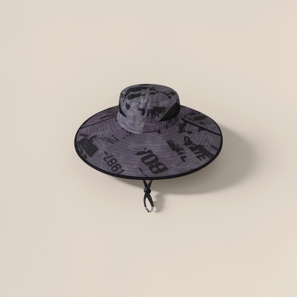 Grey camouflage wide-brimmed hat, a unisex outdoor casual hat for sun protection and shade Application Scenario