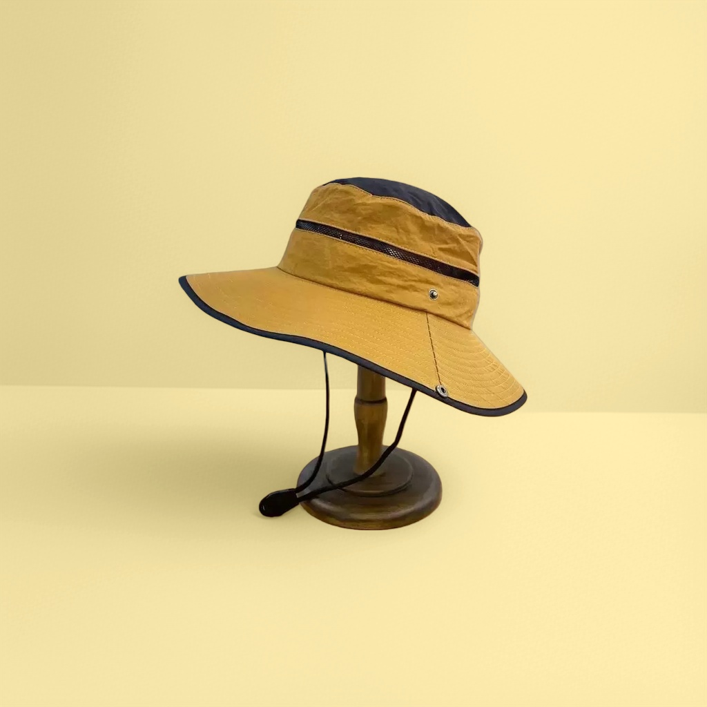 Yellow wide-brimmed sun hat, women's summer sun protection fisherman's hat, foldable straw woven casual vacation hat
