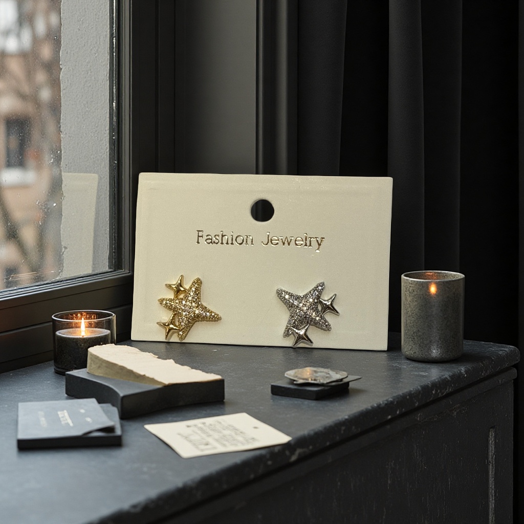Golden and silver star-shaped stud earrings are fashionable, simple and versatile Golden and silver star-shaped stud earrings are fashionable, simple and versatile