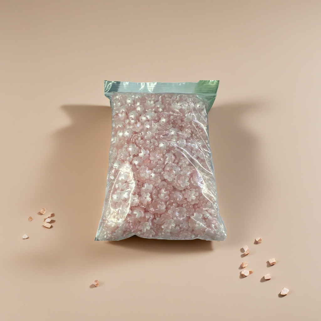 粉色花朵形珠子 手工串珠DIY饰品配件 仿真花瓣珠