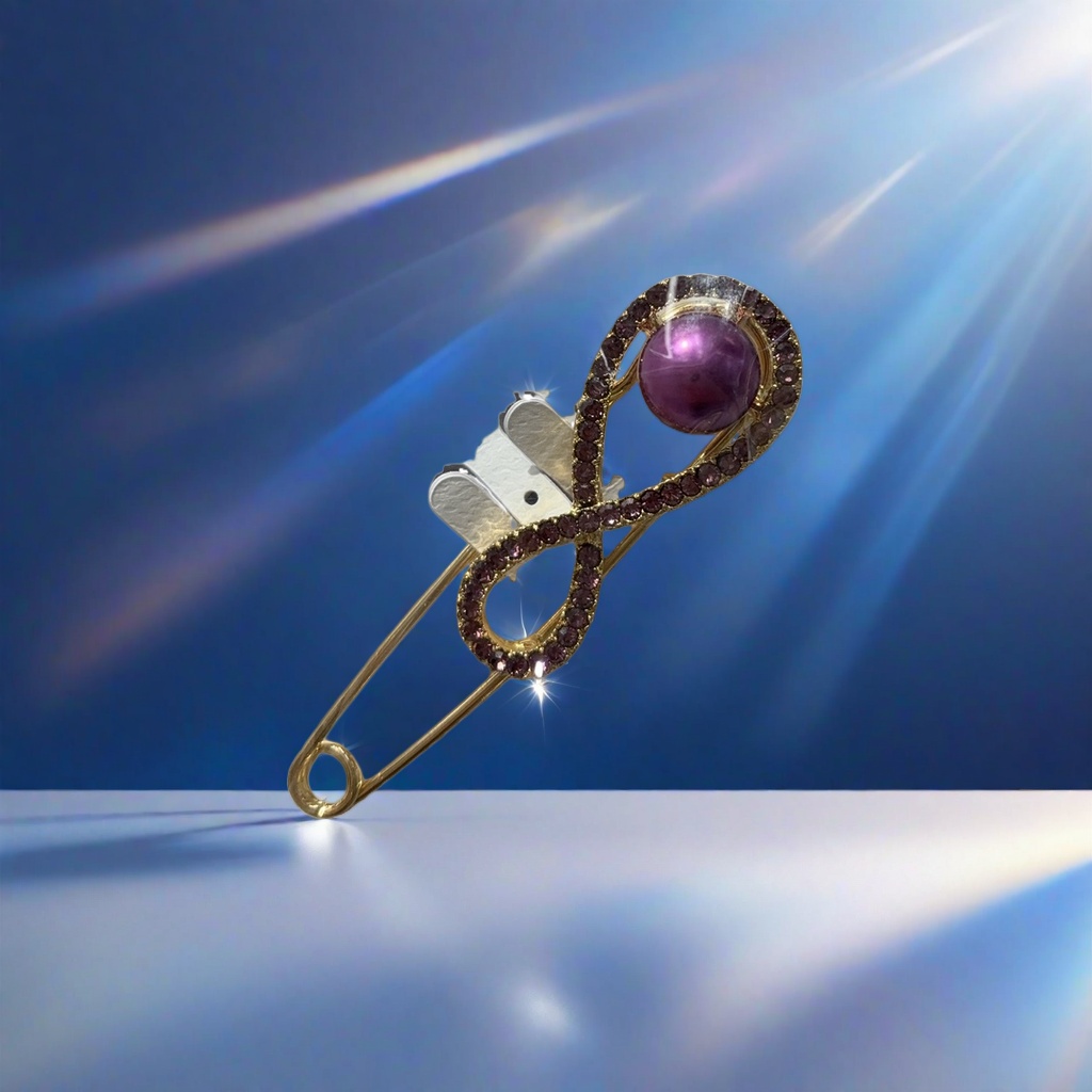 الدبوس الذهبي اللانهائي يحتوي على خرز أرجواني أرجواني مع علامة Fashion Jewelry Specification image