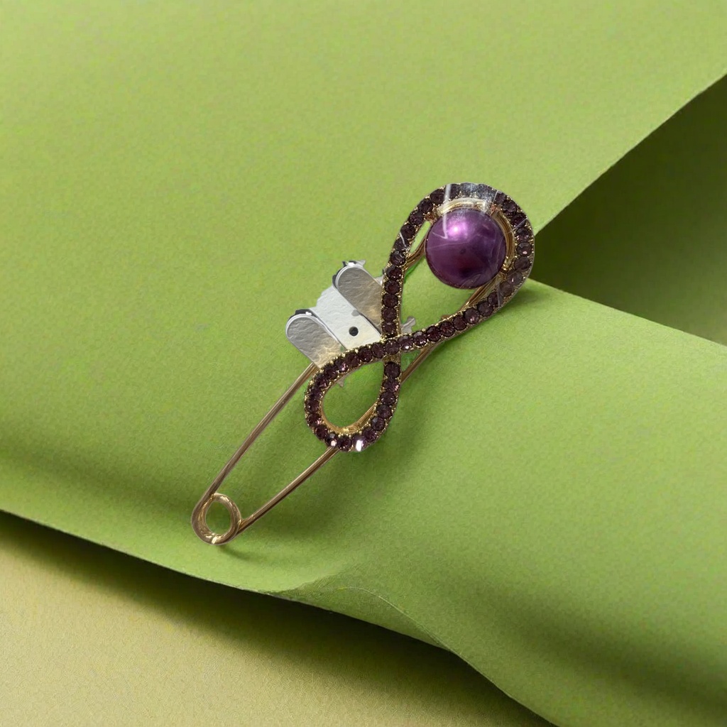 الدبوس الذهبي اللانهائي يحتوي على خرز أرجواني أرجواني مع علامة Fashion Jewelry details Picture