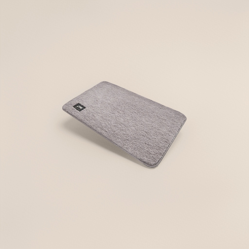 Light grey plush floor mat for bedroom and living room, anti-slip, water-absorbent and machine washable, home carpet
