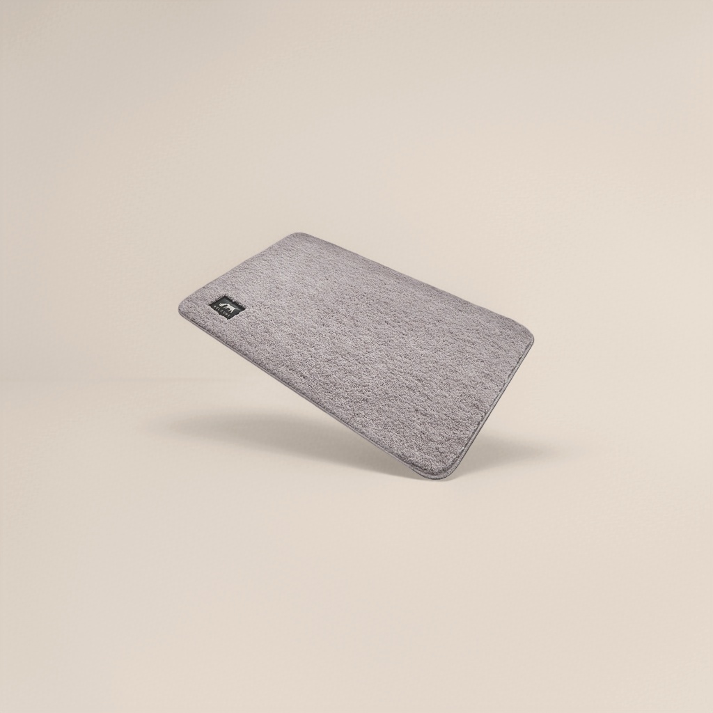 Light grey plush floor mat for bedroom and living room, anti-slip, water-absorbent and machine washable, home carpet Application Scenario