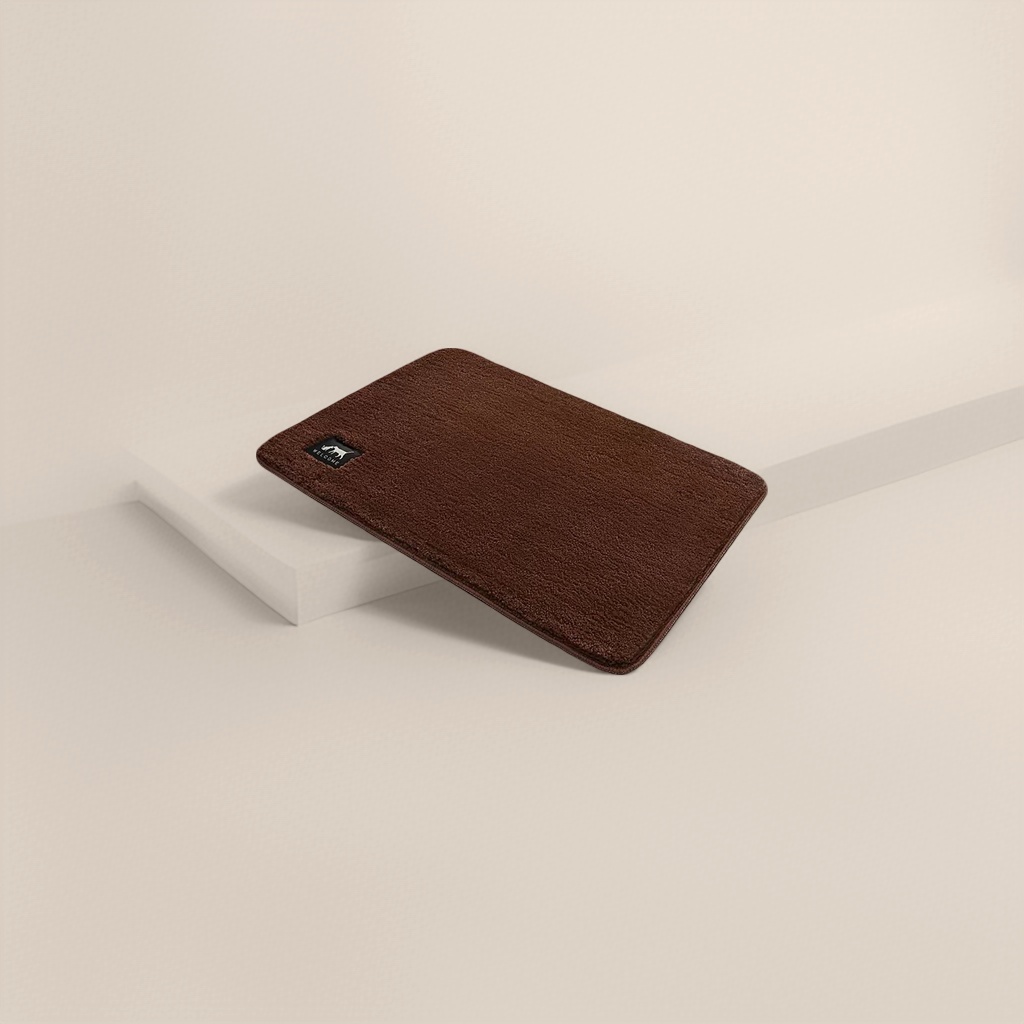 Brown plush floor mat for living room and bedroom, anti-slip and water-absorbing, simple Nordic style for home use