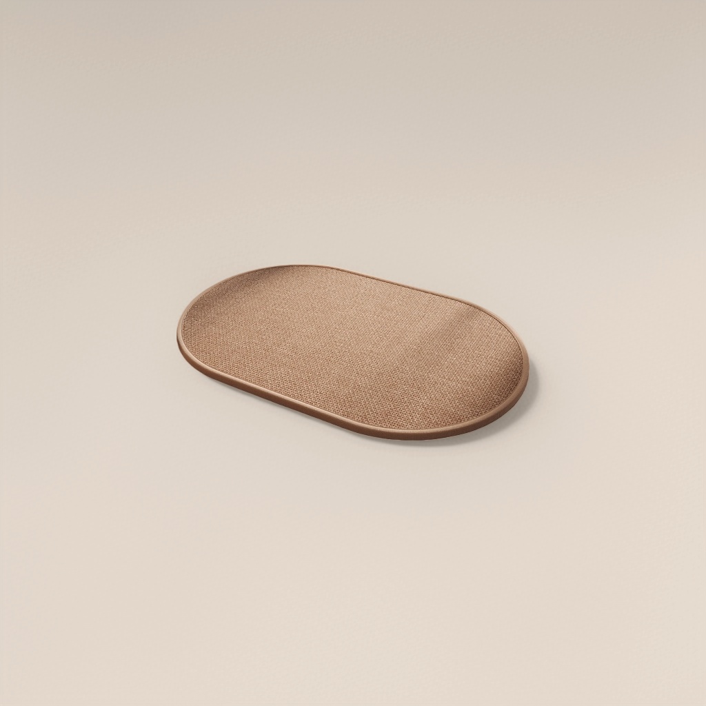 Beige rattan woven oval floor mat for anti-slip and water-absorbing home decoration in living room, bedroom and balcony Specification image