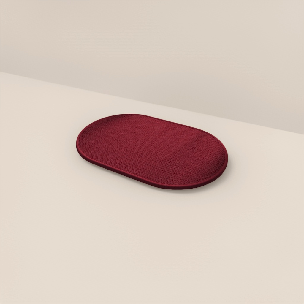 Red oval-shaped floor mat for anti-slip and water-absorbing at the entrance, bathroom, kitchen and household use Specification image