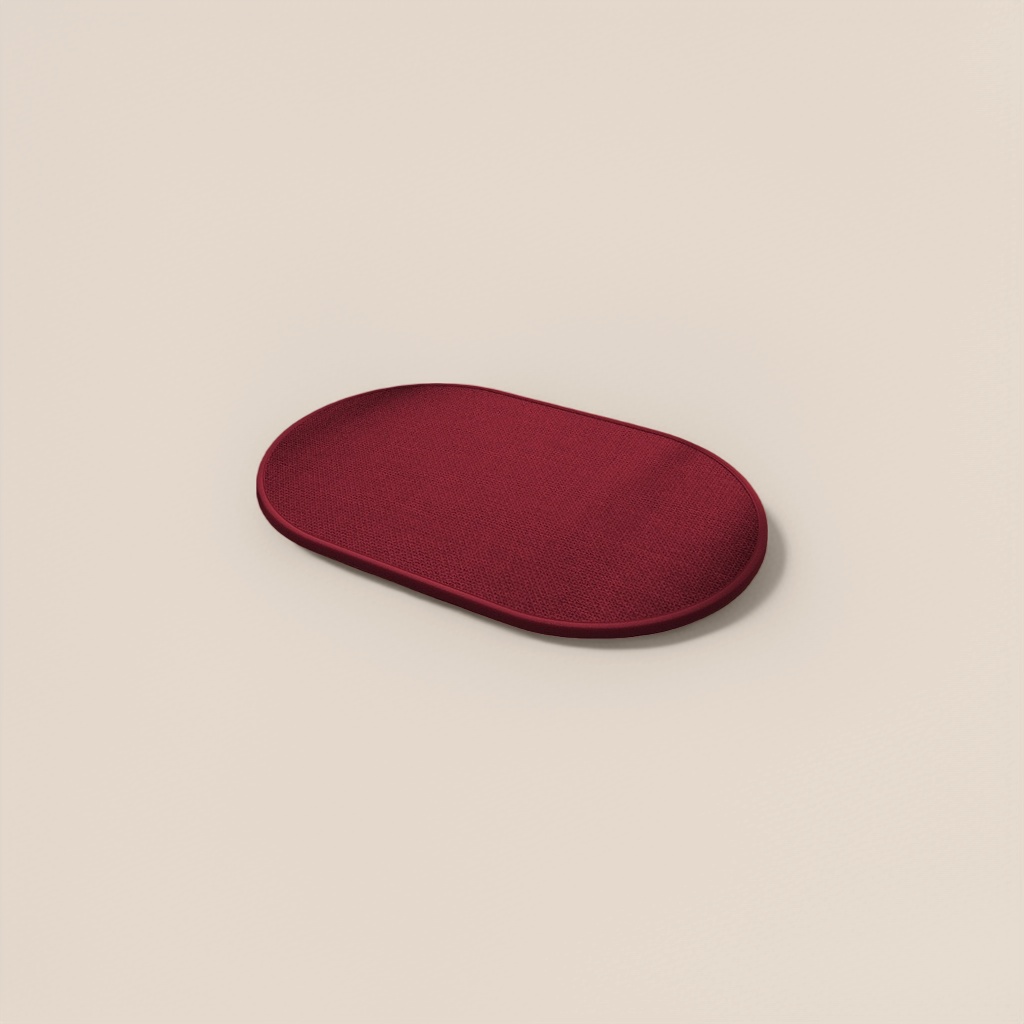 Red oval-shaped floor mat for anti-slip and water-absorbing at the entrance, bathroom, kitchen and household use Application Scenario