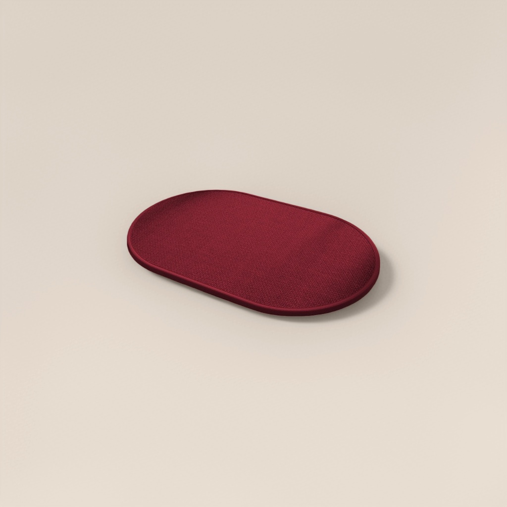 Red oval-shaped floor mat for anti-slip and water-absorbing at the entrance, bathroom, kitchen and household use details Picture
