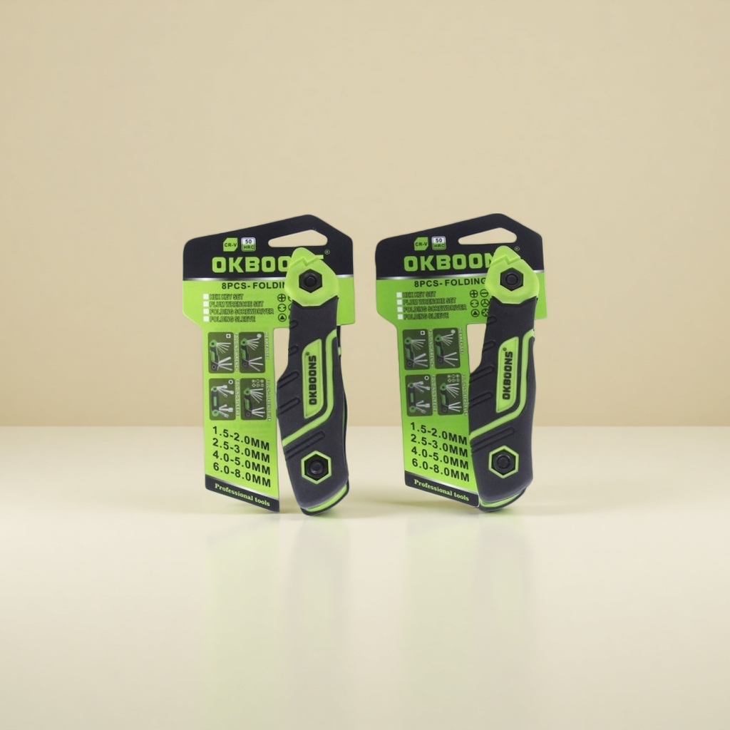 Green black-handled folding screwdriver set, a multi-functional portable household repair tool Application Scenario