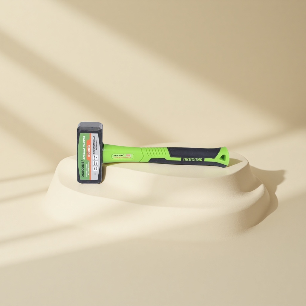 Green handle hammer, a household striking tool with a durable and anti-slip metal head Specification image