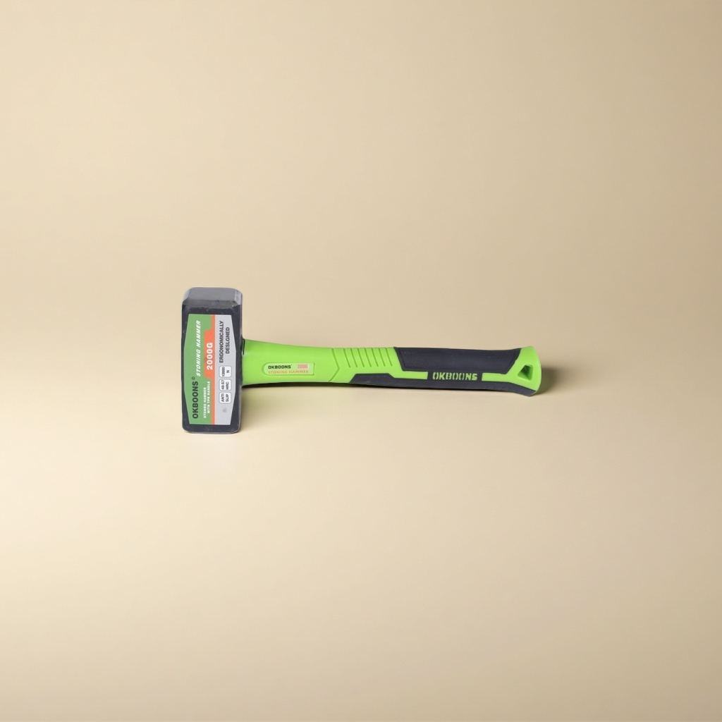 Green handle hammer, a household striking tool with a durable and anti-slip metal head details Picture