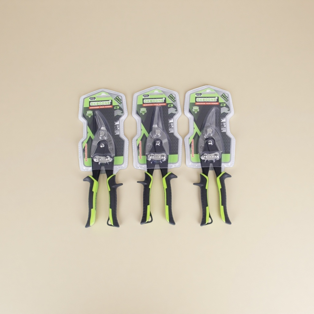 Green black-handled scissors three-piece set, household stainless steel sharp scissors, multi-functional for cutting paper and pruning