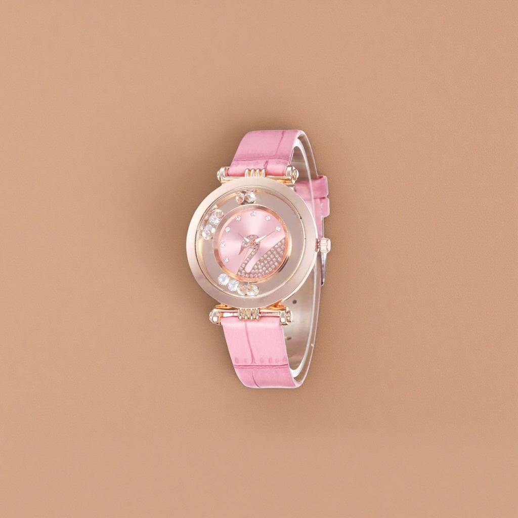 The pink strap and rose gold case ladies' quartz watch is simple, fashionable and light luxury Specification image