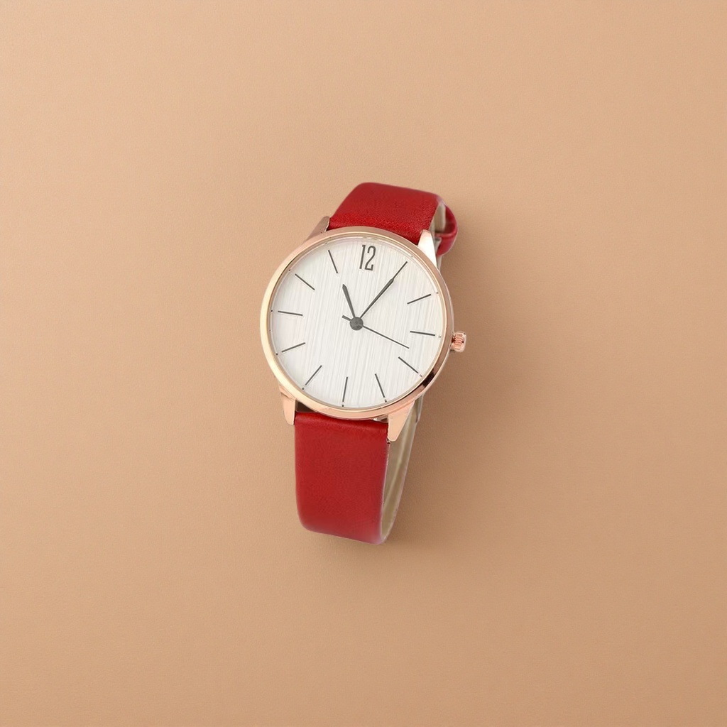 مربع الوردي الأحمر مع حد الذهب الوردي مع ساعة كوارتز القصيرة للسيدات Application Scenario
