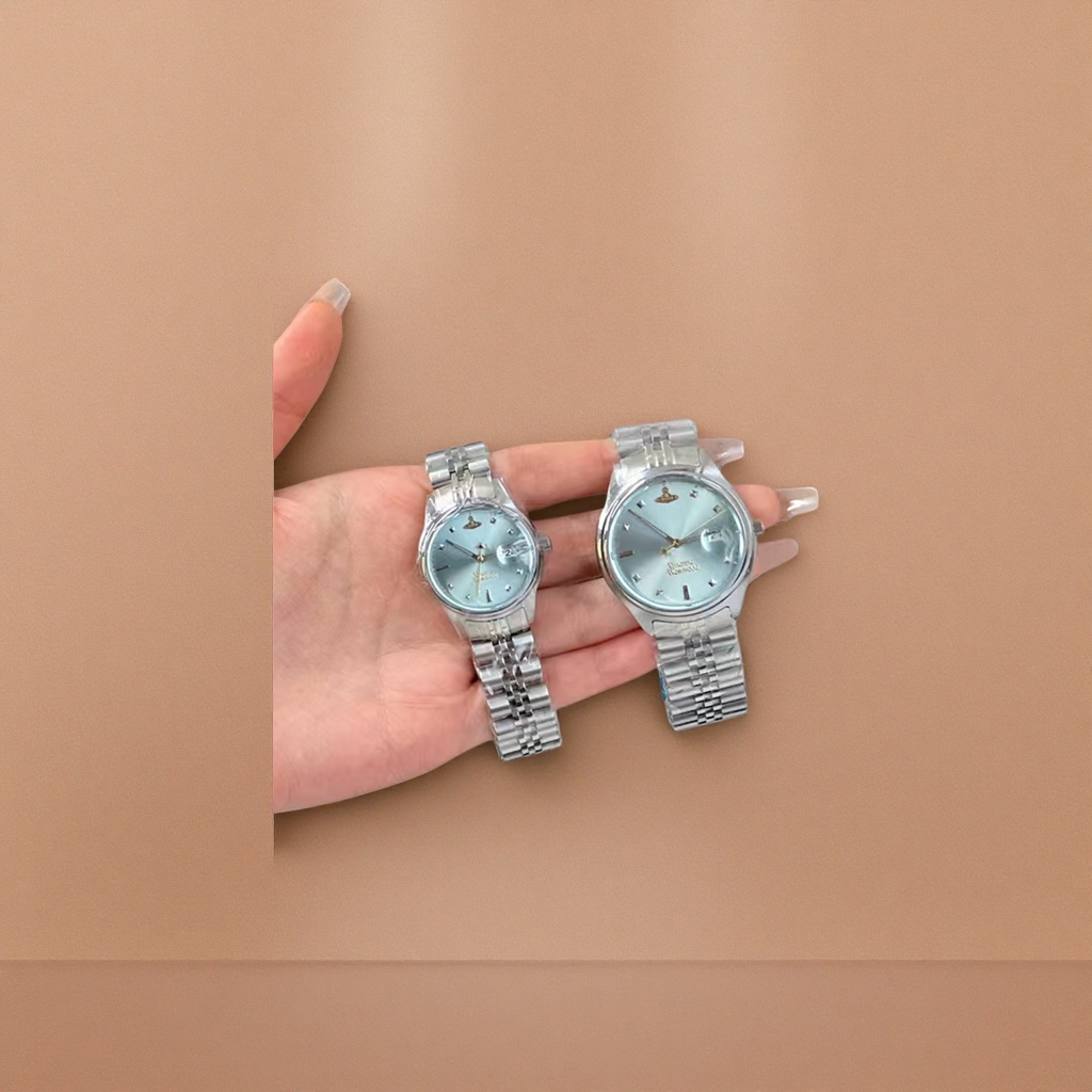 The silver watch set is suitable for both men and women, with a stainless steel strap that is fashionable, simple and business-to-casual Specification image
