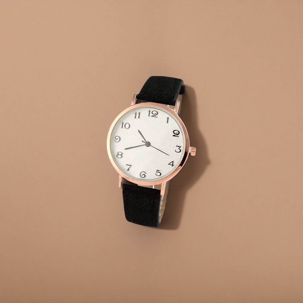 غلاف ذهبي وردي أسود ذو سطح أبيض مع ساعة سيدة Specification image
