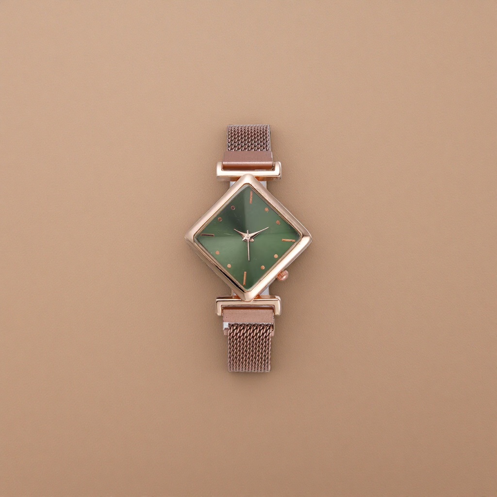 Зелёные циферблаты с металлическими металлическими часами Specification image