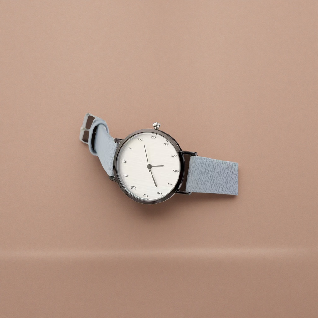 ساعة ساعة زرقاء فاتحة اللون عبارة عن شريط جلدي من ساعة الكوارتز Specification image