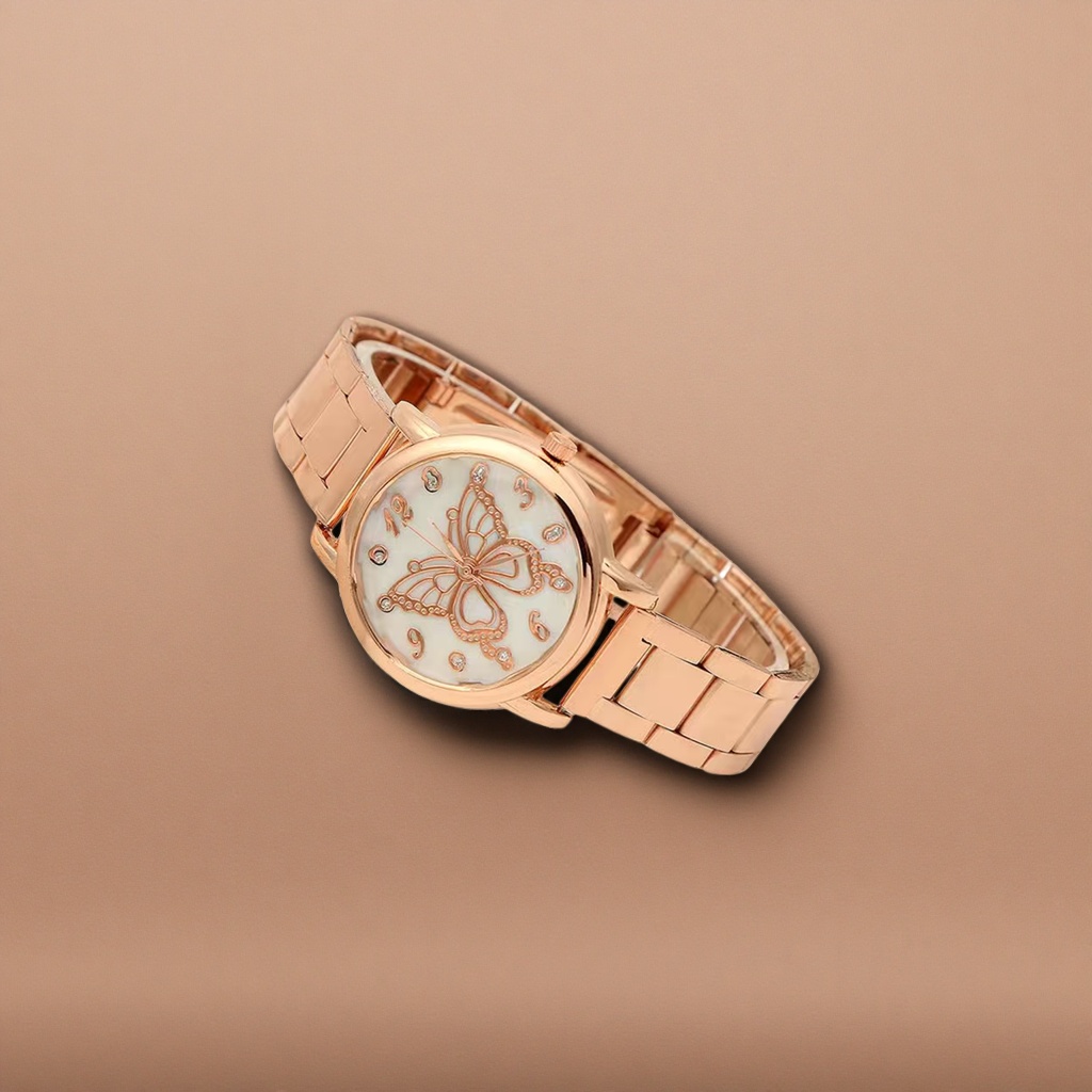 Rose gold butterfly ladies' watch, a simple and fashionable quartz watch Specification image