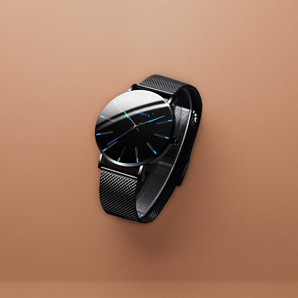 Black dial men's quartz watch, a simple business and casual wristwatch Application Scenario
