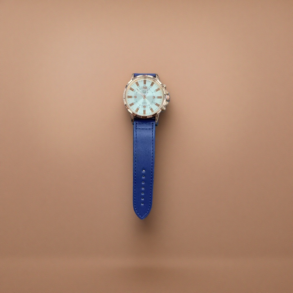 Quartz ladies' watch with rose gold case and blue strap details Picture