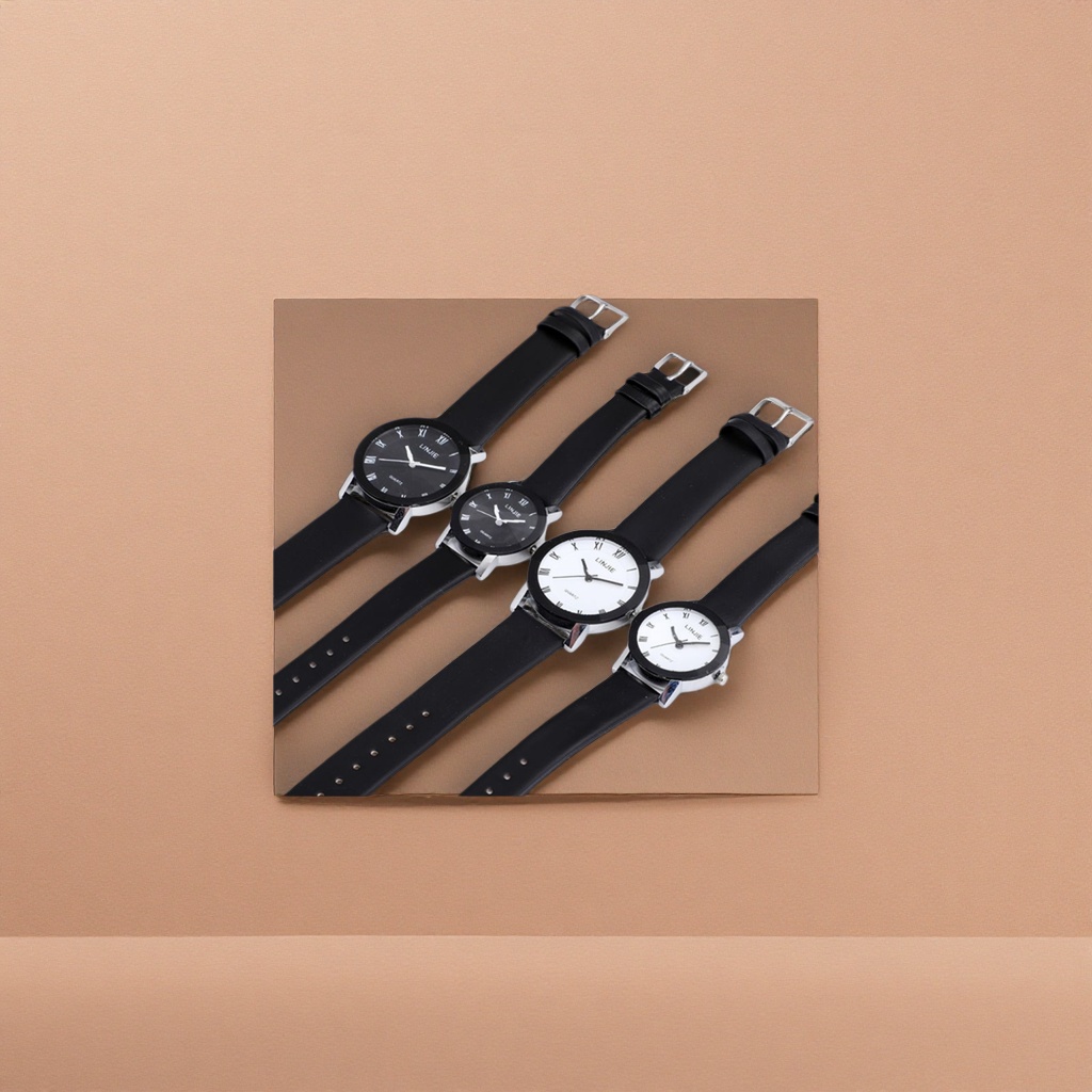 A simple and fashionable quartz watch with a black strap, suitable for both men and women
