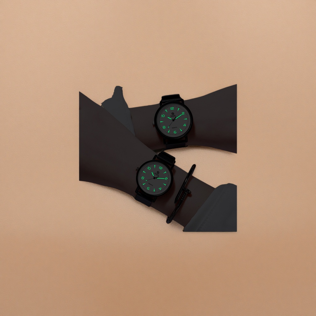 ساعة سوداء مع ساعة للرجال details Picture