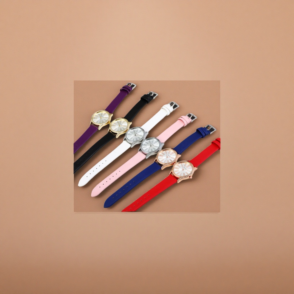 The colorful leather strap watch is a fashionable, simple and versatile leather wristwatch for both men and women Specification image