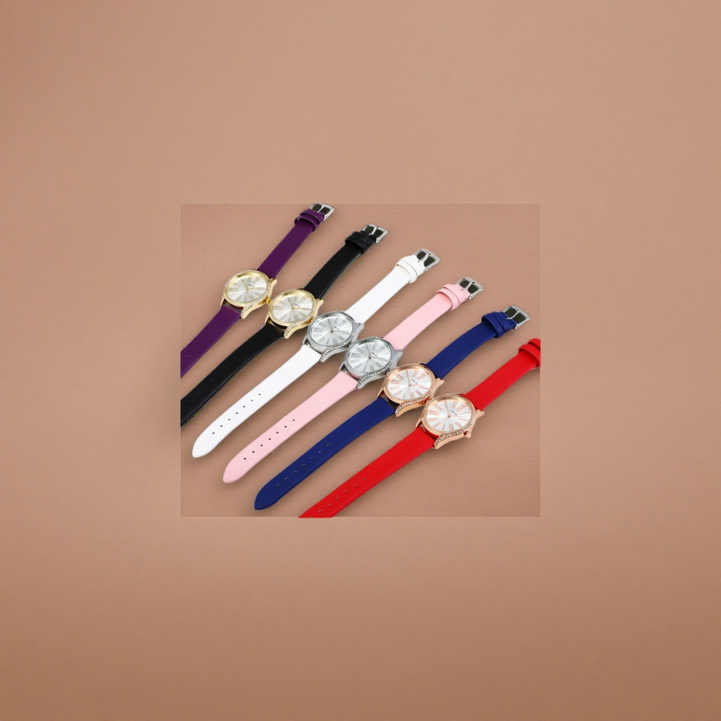 The colorful leather strap watch is a fashionable, simple and versatile leather wristwatch for both men and women details Picture