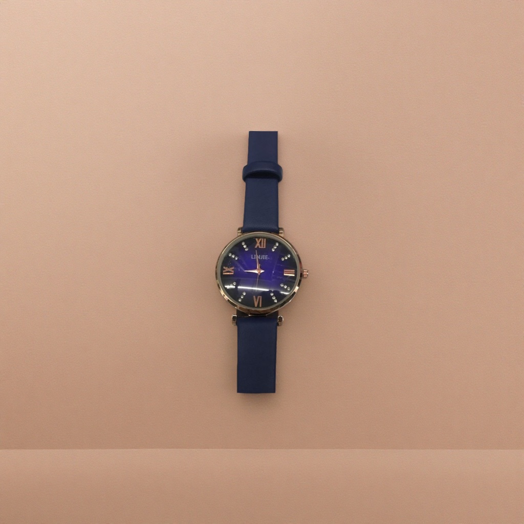 A simple business and casual quartz watch for men with a blue strap