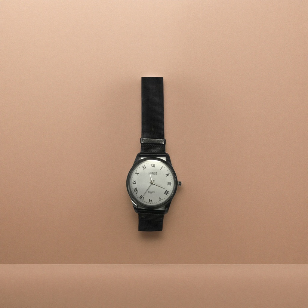 A simple business quartz watch for men with a black strap and a genuine leather strap