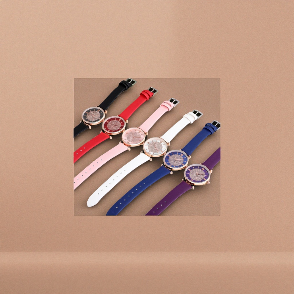 A multi-color leather watch set, a fashionable, simple and versatile wristwatch for both men and women