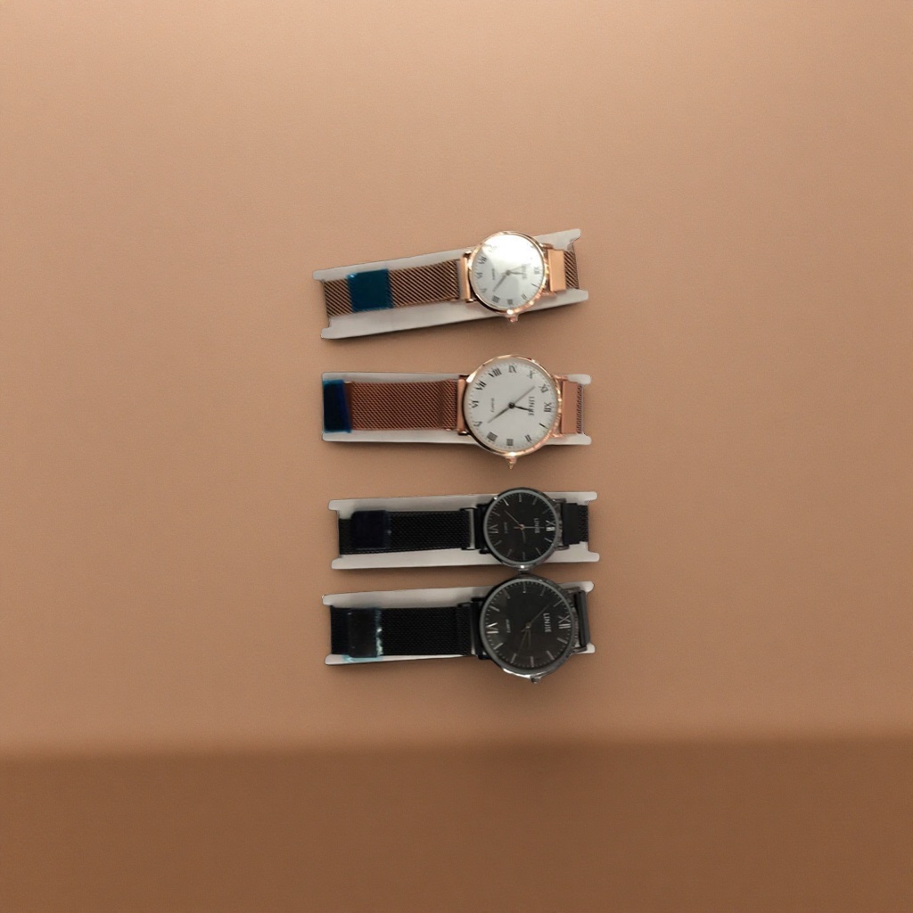 Four metal strap watches, unisex stainless steel wristwatches, fashionable, business and casual details Picture