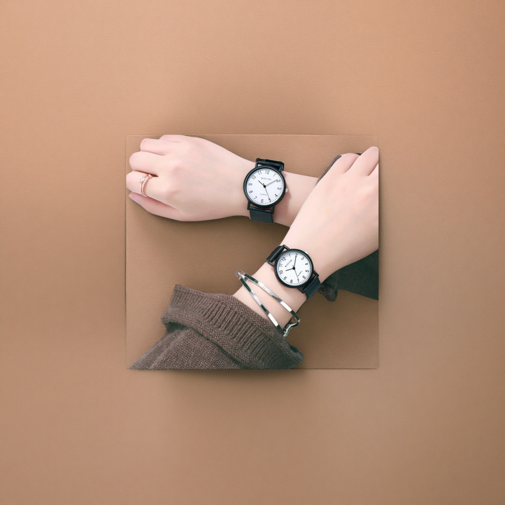 A quartz ladies' watch with a black strap and a white dial is simple, fashionable and suitable for business and casual use Specification image
