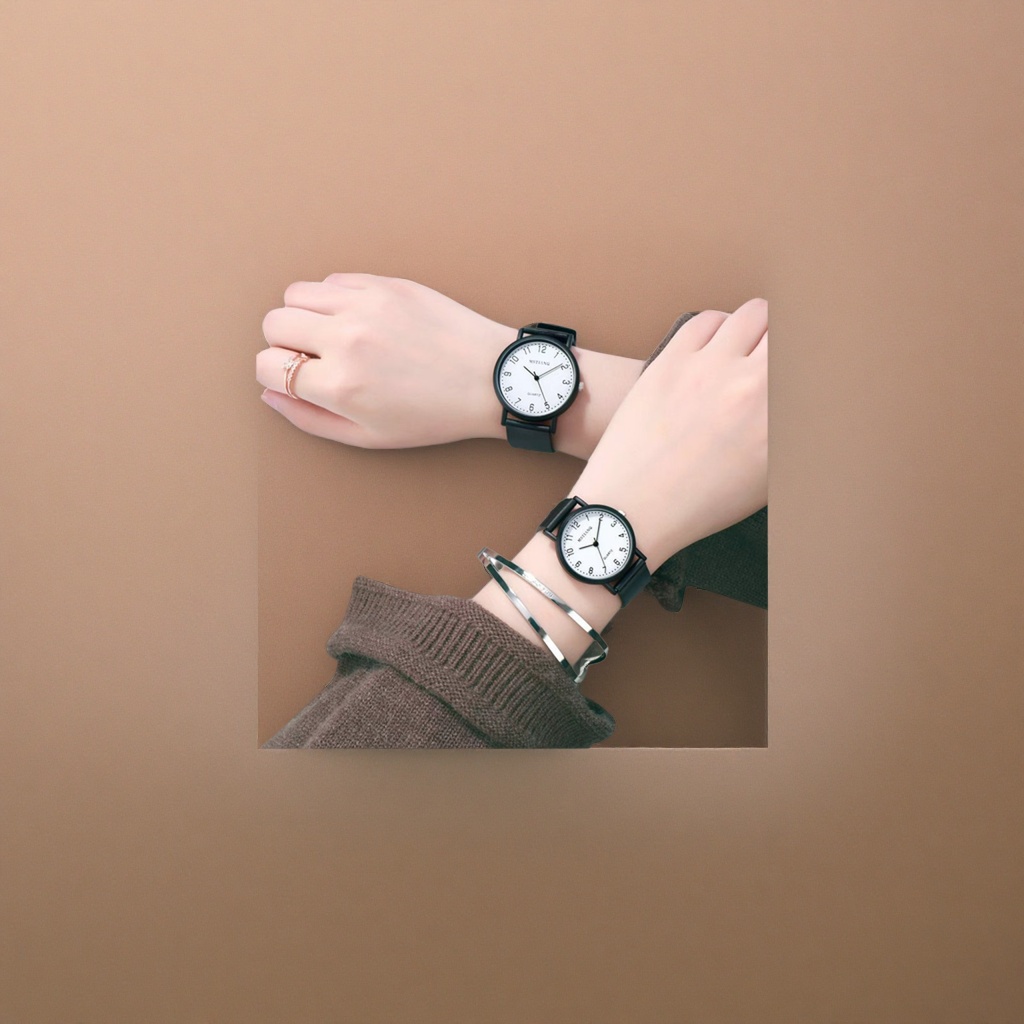 A quartz ladies' watch with a black strap and a white dial is simple, fashionable and suitable for business and casual use details Picture