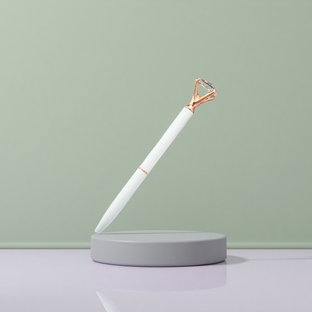 Золотая розовая ручка с бриллиантовым пером Specification image