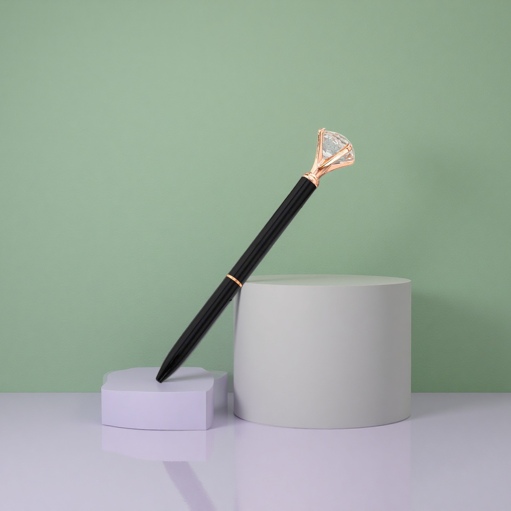 Black rose gold diamond pen cap details Picture