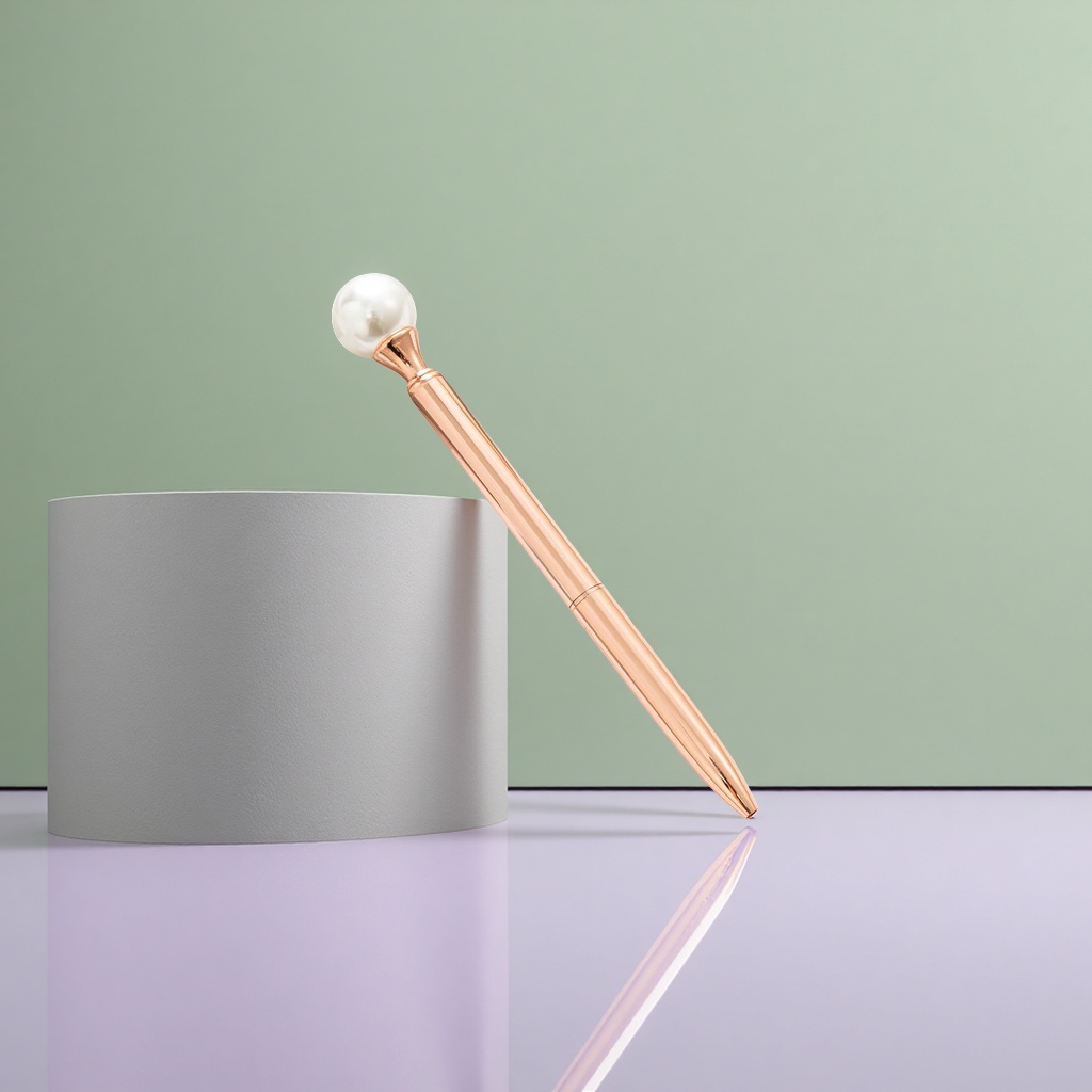 قلم ذهبي مزود بقلم من اللؤلؤ Specification image