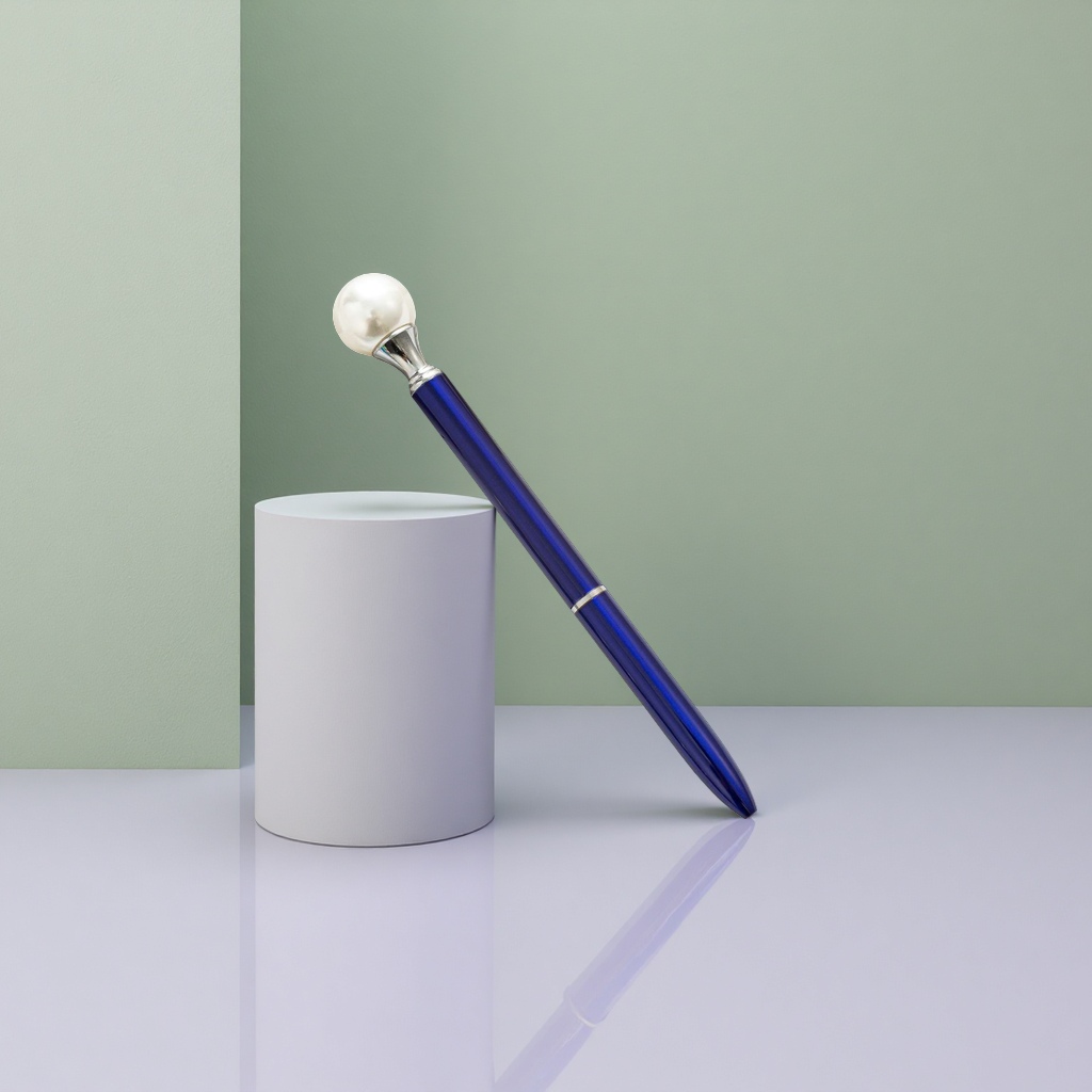 Blue pen body with pearl cap, smooth and exquisite writing, office stationery
