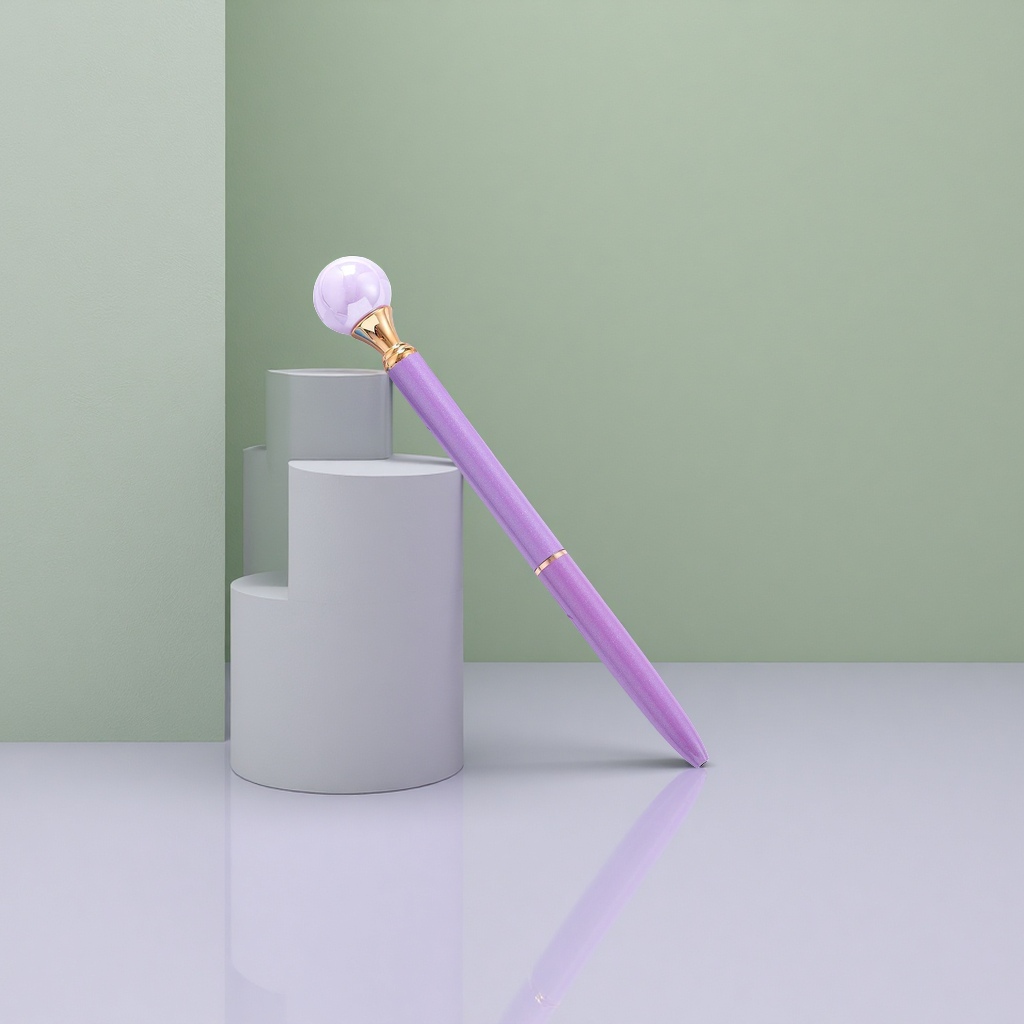 A purple pen body paired with a golden decorative signature pen