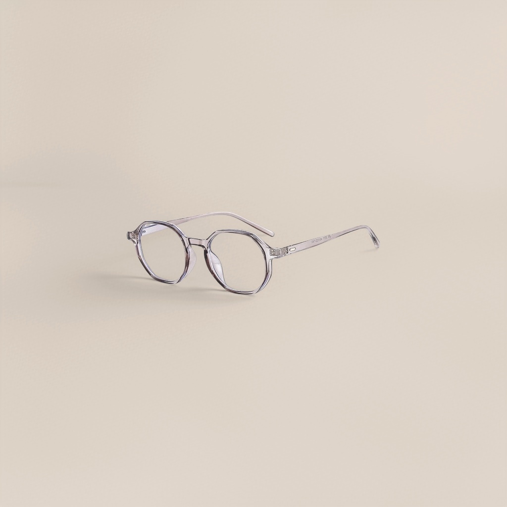 The transparent polygonal frame glasses are fashionable, lightweight, anti-slip and comfortable, suitable for both men and women Specification image